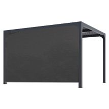 Habrita Foresta - Pergola Bioclimatique Habrita Per36r30bi En Alu 10,80m2 Ouverture Manuelle Avec Rideau Manuel Coloris Gris Pour Côté 3,60m
