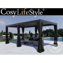 Pergola bioclimatique Monterey, 3x6m, avec rideaux et