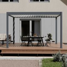 Pergola bioclimatique motorisée Ombréa autoportante 3x4M - Anthracite/Blanc