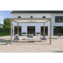Ombrea - Pergola bioclimatique autoportante bois - 300 x 400 x h. 258 cm