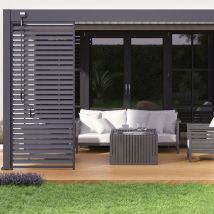Ombrea - Pergola Bioclimatique Ombréa vs 3x4M adossée - Anthracite/Blanc - V2
