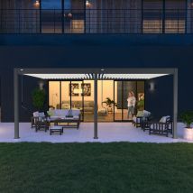 Ombrea - Pergola bioclimatique Ombréa vs adossée 4x6M - V2 - Anthracite/blanc
