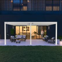 Pergola bioclimatique Ombréa vs adossée 4x6M - V2 - Blanc