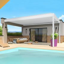 Pergola bioclimatique SPINELLE 4,50x6,037 M Double vérin à Télécommande