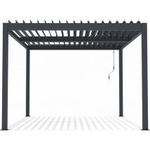 Pergola bioclimatique avec led "Windsor premium" en aluminium 3 x 4 - Gris