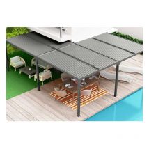 Pergola bioclimatique Habrita PER6170BI en aluminium xxl 32,63m2 forme en l avec couverture en lames orientables gris anthracite