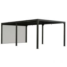 Pergola bioclimatique Habrita Foresta per 36R60 bi aluminium xxl 21,52m2 avec rideau manuel coloris gris pour côté 3,60m