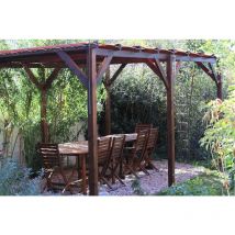 Pergola bois 15m² - 3 x 5 Autoportée - Origine fr - Pergola avec la visserie acier zingué