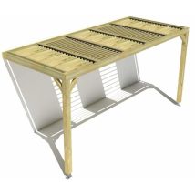 Pergola Bois • 5m X 2m • Adossée • Sens Profondeur • Lames Orientables Bioclimatiques Incluses • Livraison Comprise