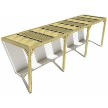 Pergola Bois • 9m X 2m • Adossée • Sens Profondeur • Lames Orientables Bioclimatiques Incluses • Livraison Comprise