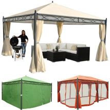 Mendler - Pergola Cadiz, pavillon de jardin, cadre stable à 7cm avec paroi et moustiquaire - crème 4x3m