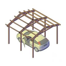 Pergola Carport in legno 400x400 cm, in pino impregnato, Made in Italy
