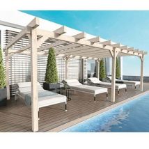 Pergola autoportée bois - Marsella, Dimensions 600 x 500 cm, Ancrage Support de plaque