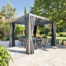 Pergola carrée 3,6x3,6m Evora graphite Hespéride