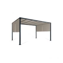 Idmarket - Pergola coulissante 2 pans 3x4 m belvédère de jardin toile taupe