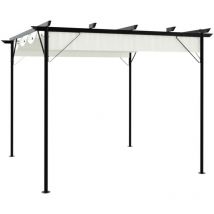 Longziming - Furniture Limited - Pergola da Giardino Tetto Retrattile Bianco