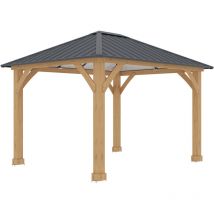 Gardiun - Garten Pergola Tucson 10,72 m2 362x297x283 cm Laminiertes Holz 14x14 cm Pfosten Stahldeck Befestigung inbegriffen