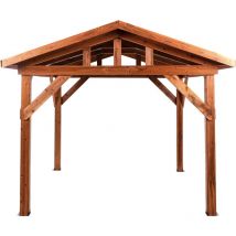 Beliani - Pergola de Jardin Moderne en Bois 296 x 350 cm Toit Métallique Bois Clair Secchia