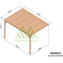Maderland - Pérgola Gandía de Madera Maciza Adosada – Diseño Semi-Techado para Jardín 420 x 300 cm