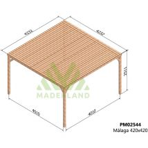 Pérgola Málaga de Madera Maciza – Diseño Semi-Techado para Jardín Maderland - 420 x 420 cm