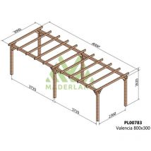 Maderland - Pérgola de Madera Laminada Valencia ( ) - Gardeneas - 800 x 300 cm