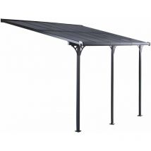Gardiun - Pérgola de Pared Elliot 13 m² 435x300x225/270 cm en Aluminio y Paneles de Policarbonato Anti uv Pórticos Ajustables