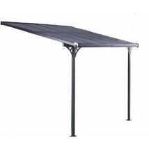 Gardiun - Pérgola de Pared Elliot 9,5 m² 314x300x225/270 cm en Aluminio y Paneles de Policarbonato Anti uv Pórticos Ajustables