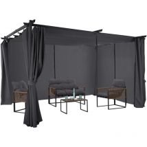 Idmarket - Pergola édition limitée toit rétractable 3x4 m et 4 rideaux gris anthracite