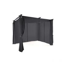 Pergola édition limitée toit rétractable 3x3 M et 4 rideaux gris anthracite