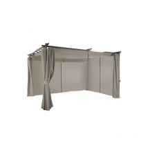 Idmarket - Pergola édition limitée toit rétractable 3x4 m et 4 rideaux taupe