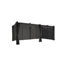 Idmarket - Pergola édition limitée toit rétractable 3x6 m et 6 rideaux gris anthracite