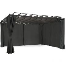Idmarket - Pergola édition suprem lames orientables 3x4 m et 4 rideaux gris anthracite