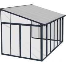 Véranda en aluminium gris et polycarbonate SanRemo 12.8m²