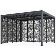 Pergola foresta gazebo bioclimatico in alluminio, apertura manuale, 360x300 con pannelli laterali su due lati. - Foresta