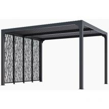 Altona - Pergola foresta gazebo bioclimatico in alluminio, apertura manuale, 360x300 con pannelli laterali su lato da 300. - Foresta