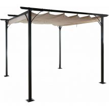 Pergola gazebo de jardin cadre stable 6cm + toit ouvrant 3,5x3,5m crème 040004110