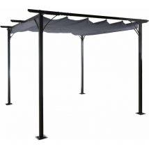 Décoshop26 - Pergola gazebo de jardin cadre stable 6cm + toit ouvrant 3x3m gris 040004108