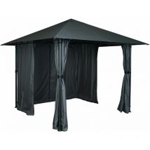 Pergola HHG 053, Pavillon de jardin Abri de terrasse avec paroi latérale, 3x3m, anthracite