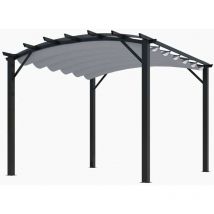 Pergola Foresta gazebo in alluminio ad arco con telo retrattile colore grigio 280g/mq dimensioni 340x330x240h Foresta