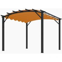 Pergola Foresta gazebo in alluminio ad arco con telo retrattile colore ruggine, dimensioni 340x330x240h Foresta