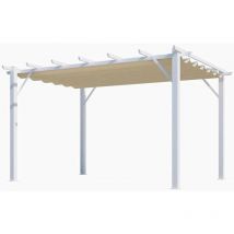 Pergola Foresta gazebo in alluminio colore bianco con telo retrattile ecr 140g/mq, dimensioni 400x300x230h Foresta
