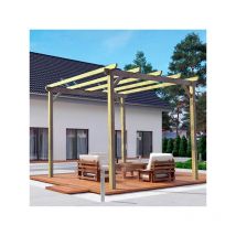 Pergola autoportée bois - Madrid, Dimensions 300 x 300 cm, Ancrage Support de plaque surélevé