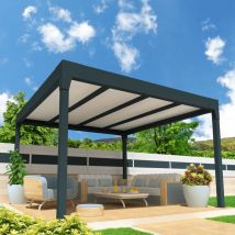 Ombrazur - Pergola isotoit modern îlot Gris anthracite 3,78x5,00m