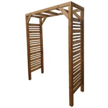 Jardipolys - Pergola teintée brun en bois lign z