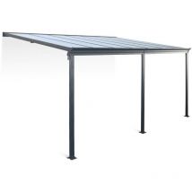 Sweeek - Pergola murale 3x4 m en aluminium et polycarbonate avec gouttière. pergola adossée. Avenio