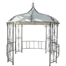 Décoshop26 - Pergola pavillon arche de jardin rond tonnelle chapiteau tente de réception cadre en acier robuste ø 3m crème 040004059