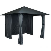 Décoshop26 - Pergola pavillon de jardin toit terrasse avec paroi latérale 3 x 3m anthracite 040008117