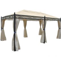 Décoshop26 - Pergola pavillon structure stable 7cm 5x3m crème avec paroi latérale + moustiquaire 040004082