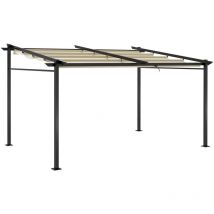 Outsunny - Pergola rétractable 3,97L x 2,95l x 2,3H m structure alu. acier époxy polyester beige