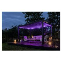 Fenetti - simpo lifestyle Skypergs Pergola Lite mit led Lichtern und einzelnen Aluminium Lamellen, interne Kurbel,3×3M